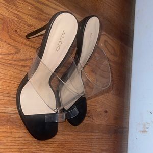 Black clear one toe heels